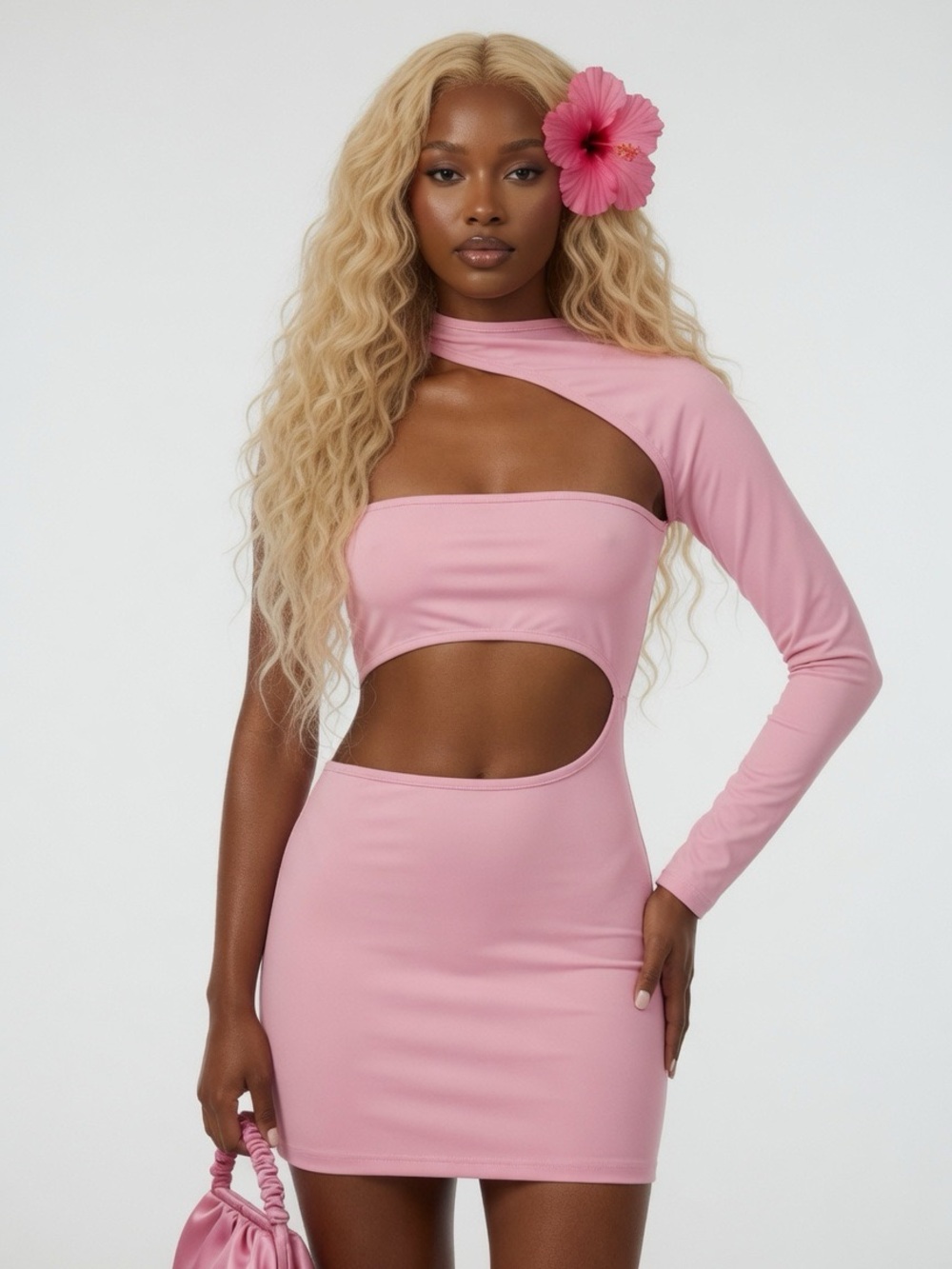 Elegant Pink Long Sleeve Dress